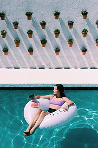 Rae Dunn Ring Float By Coconut Float Adult Size Large 48 Inch Inflatable Raft & Durable Water Inner Tube - Stable Ride-On For Summer Parties & Swim Events (Hello Summer.) #TOP3