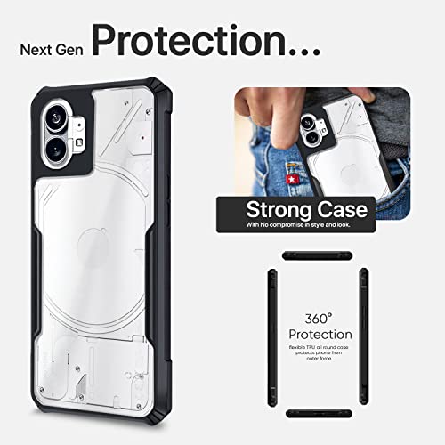 Image of Pikkme Nothing Phone 1 Back Cover | Crystal Clear Transparent Back | Ultra Hybrid | Full Camera Protection | Raised Edge | Bumper Back Case for Nothing Phone 1 (Black)