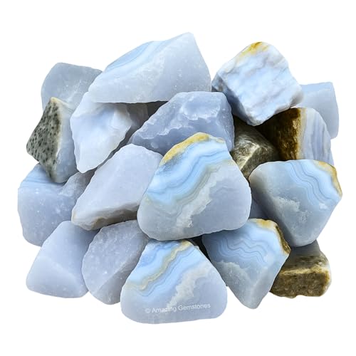 Image of Amazing Gemstone Blue Lace Agate Raw Crystals and Healing Stones, Natural Rocks for Tumbling - DIY Raw Stones and Crystals, 2 Pieces