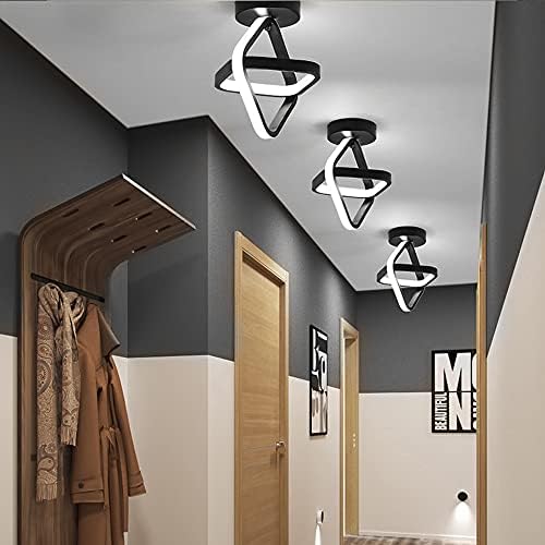 LED Ceiling Light 2 Black Squares Nordic Fashion Creative Small Aisle Lights for Entrances Doorway Corridor Kitchen Warm Light Cool White Light 22W (Cool White Light)