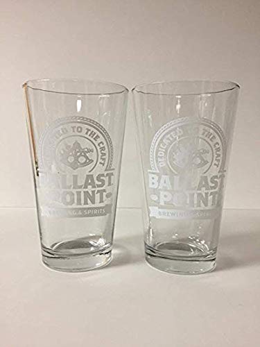 Ballast Point Brewing & Spirits 16oz Pint Glass - White Logo - 2 Pk