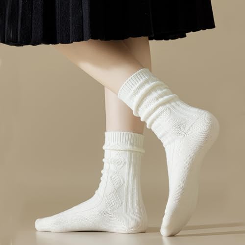 Image of Mcool Mary Womens Crew Socks,Retro Casual Knit Cotton Comfy Breathable Dress Socks for Ladies 5 Pairs