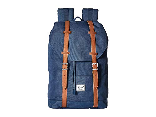 Image of Herschel Retreat Backpack, Navy /Tan Synthetic Leather, Mid-Volume 14.0L