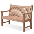 Psilvam 2-Person Outdoor Bench with 700 Lbs Weight Capacity, Poly Lumber Weatherproof Garden Bench Seating for Porch, Balcony and Park, All-Weather Patio Bench Furniture (Teak)