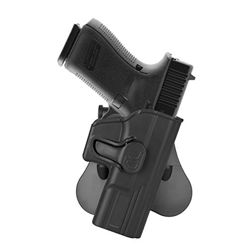 OWB Paddle Holster for Glock 19 19X 23 32(Gen 1 2 3 4 5), Outside Waistband Polymer Holster, Adjustable Paddle Gun Holster, Open Carry Belt G19 Holster, Fast Release - Right Handed