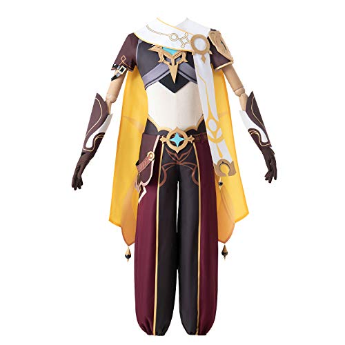 FINER SHOP Cosplay Costume, Genshin Impact Traveler Aether Cosplay Costume Full Set Clothing Suit Game Role Play Halloween Outfits - S