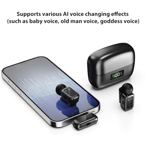 Image of USB C Lavalier Microphone, Wireless Mini Mic for Type C Android Phone Tablet PC Video Recording, Clip Noise Reduction & Voice Changer Lapel Mic, Ideal for Vlog Podcast (Black)