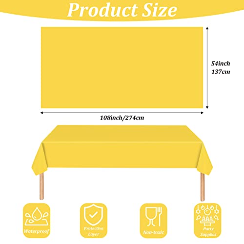 Gelbe Tischdecken 137x274cm Kunststoff Rechteck Tischdecken,wasserdichte Kunststoff-Tischdecken für Tische im Indoor und Outdoor Partys,Geburtstage, Hochzeiten,Haushalt Partyzubehör