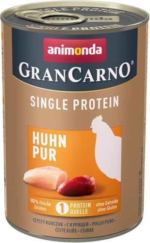 animonda GranCarno Hunde Nassfutter Single Protein Huhn pur (6x400g), getreidefreies Hundenassfutter ohne Zucker, für ausgewachsene Hunde, mit frischem Hühnerfleisch und Innereien animonda GranCarno Hunde Nassfutter Single Protein Huhn pur (6x400g), getreidefreies Hundenassfutter ohne Zucker, für ausgewachsene Hunde, mit frischem Hühnerfleisch und Innereien