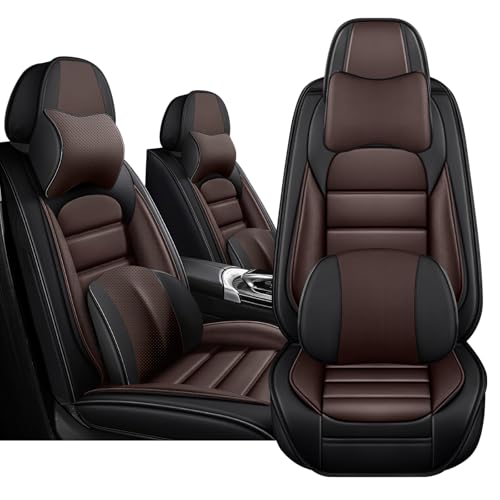Image of Car Seat Cover for Chevy Chevrolet Trax 2024-2025, Nappa Leather Front Seat Covers Full Coverage Seat Protector Waterproof Cushions (Black Coffee,2 Seats Luxury)