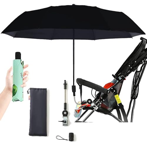 Image of Nakazawa Universal Baby Stroller Sun Protection Parasol, with Umbrella Clip Fixing Device, UPF 90+ UV Protect Pushchair Sun Parasol (Black)