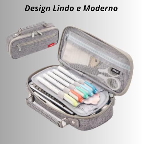 Estojo Escolar Com Compartimentos Organizador Para Lápis Canetas Ziper Resistente Com Alça Papelaria