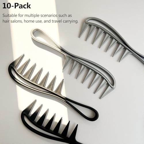 Set de 10 Peines Anchos Antiestáticos Negro y Plateado miniatura 4