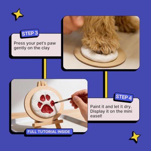 Image of KITSTERS,DIY Paw Printing Kit for Cats & Dogs,Paw Prints of Your Little Fur Babys',Fun Activity for Pet Parents - Memories,Art & Craft - Mould Cast - Epoxy Resin,Video Workshop Included, White