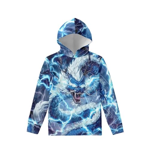 Image of WELLFLYHOM Boys Hooded Sweatshirts Hoodie Pullover Cool Graphic Crewneck Blouses Size 6-16