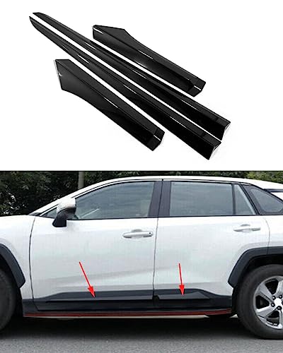 ANUNFRRE Car Accessories Fit for Toyota RAV4 2019-2024 ABS Exterior Body Side Door Molding Guard Cover Trims (Glossy Black) 4PCS Set