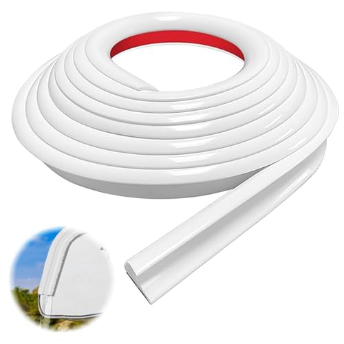 bechoanigel Regenrinne Wohnmobil Selbstklebend 5M Weiß, Rückseite Dach Regen Umlenker, Streifenform Regenrinnen Geeignet für Alle Arten von Fahrzeug, Wohnmobil, LKW, Boot, Auto, Van, Tür (Weiß)