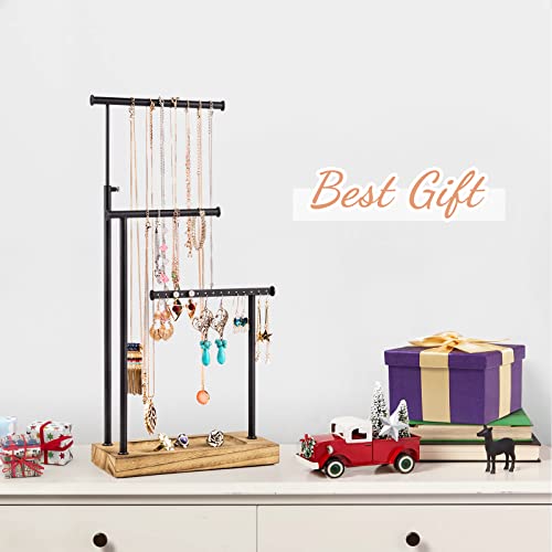 Sriwatana Jewelry Organizer Stand, Extra Tall Necklace Holder Jewelry Holder (Carbonized Black & Black) #TOP6