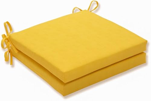 Pillow Perfect Cojín para asiento de esquinas cuadradas amarillas frescas para exterioresinteriores, 20x20x3 (juego de 2)