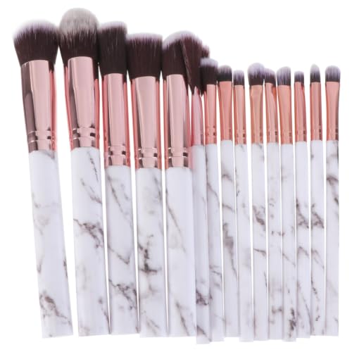 Marble Makeup Brush Set Nylon Plastic Handle Cosmetic Tools 15 Pcs