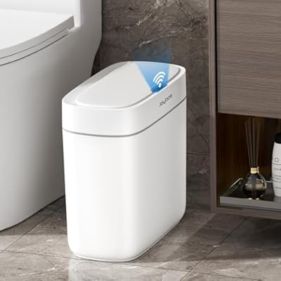 MOPALL Automatic Motion Sensor Bathroom Trash Can with Lid, 3.5 Gallon Touchless Garbage Can,Waterproof Smart Trash Can Small Waste Basket for Kitchen Bedroom Office Bathroom Living Room RV