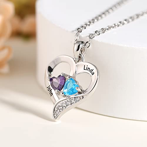Lam Hub Fong Personalized Name Necklace with Birthstone - Custom Jewelry for Women, Mother’s Day Gifts, Mom & Daughter Necklace, Engraved Heart Charm, Mother's Keepsake Gift, Perfect for Wife or Her4