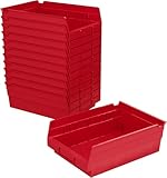 Akro-Mils 30150 12-Inch by 8-Inch by 4-Inch Plastic Nesting Shelf Bin Box, Red, Case of 12