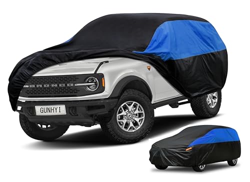 Image of GUNHYI Ford Car Cover Custom Fit Ford Bronco Sport /Bronco 2 Door 2dr Waterproof All Weather, Lightweight Full Exterior Cover for Automobiles Outdoor Sun UV Rain Dust Snow Wind Protection.
