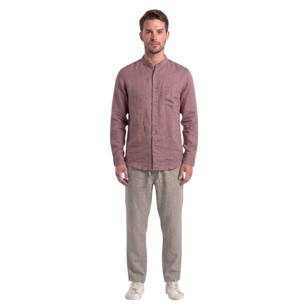 Linen Blend Chinese Collar Shirt & Baggy Trouser Combo Set.-image-22
