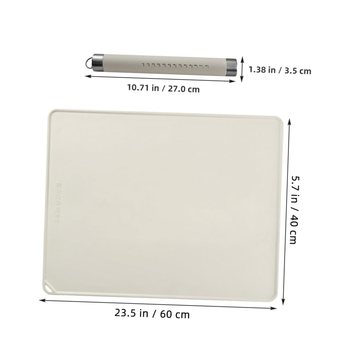 1 Satz Multifunktions Teigmatte aus Silikon und Edelstahl in Beige