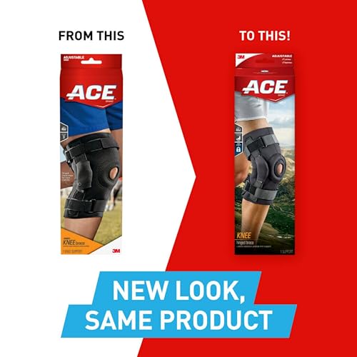 Image of ACE Hinged Knee Brace, Helps Support Weak, Injured, Arthritic or Sore Knee, One Size Fits Most, Black (Pack of 2)
