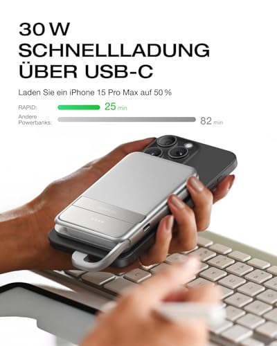 EF ECOFLOW Qi2 Magsafe Powerbank 5000mAh 30W mit USB-C-Kabel, Magnetische Power Bank Kabelloses Tragbares Ladegerät… – Ansicht 3