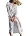 Bsubseach Women's Rayon Black White Striped V Neck 3/4 Sleeve Swimsuit Cover Up Swimwear Tunic Long Kaftan Dress