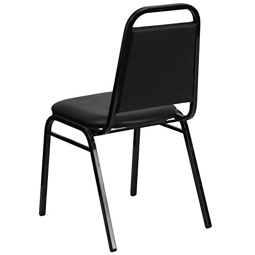 Flash Furniture Hercules Series Trapezoidal Back Stacking Banquet Chair In Black Vinyl - Black Frame #TOP1