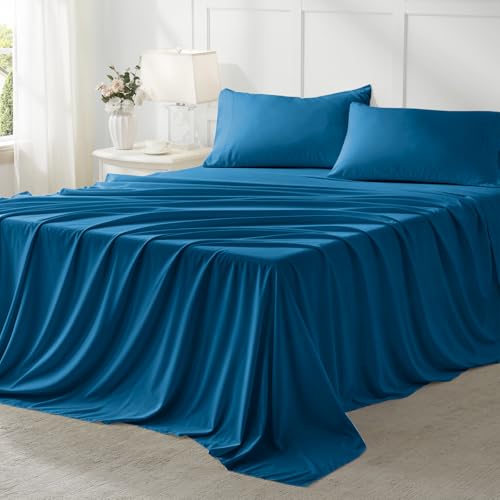 Anluoer Full Comforter Set 7 Piece, Teal Bed in a Bag with Sheets, Comforters Full Size Bedding Sets with 1 Comforter, 2 Pillow Shams, 2 Pillowcases, 1 Flat Sheet,1 Fitted Sheet