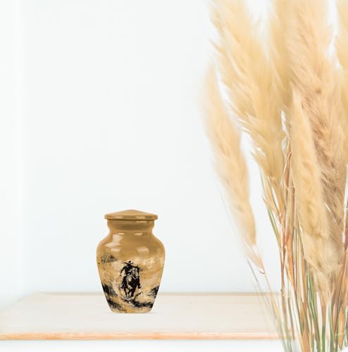 Image of Cowboy Urn - Small Urns for Human Ashes Keepsake - Cremation Urns for Human Ashes Adult Male - Cremation Urns for Burial - Urn for Ashes Adult Male - (3 inch Pack of 2)