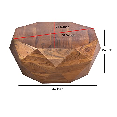 The Urban Port 33-Inch Diamond Shape Acacia Wood Coffee Table With Smooth Top, Dark Brown #TOP2