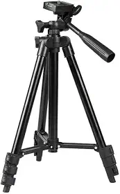 Tripé Profissional Premium 130 cm Ajustável para Câmera, Celular, Projetor, Ring Light, Tablet - Suporte Portátil Estabilizador de Vídeo, Fotos, Live (Preto)