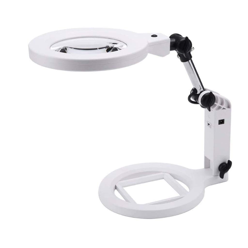 Plug-in-Lupe mit LED-Licht, ältere Lese-Mehrzweck-Desktop-Klapplupe mit 1,5-facher und 5-facher Vergrößerung