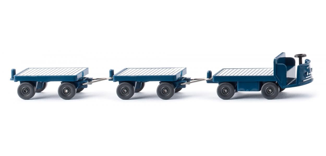 Wiking Electric Cart with Trailers Green Blue 1956-69 HO Gauge 116004