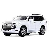 SASBSC Toy Cars Land Cruiser Model Car with Lights and Sounds Big Diecast Metal Car Toys for 3+ Year Old Boys Collectible Pull Back Cars for Kids Birthday Gifts (White)