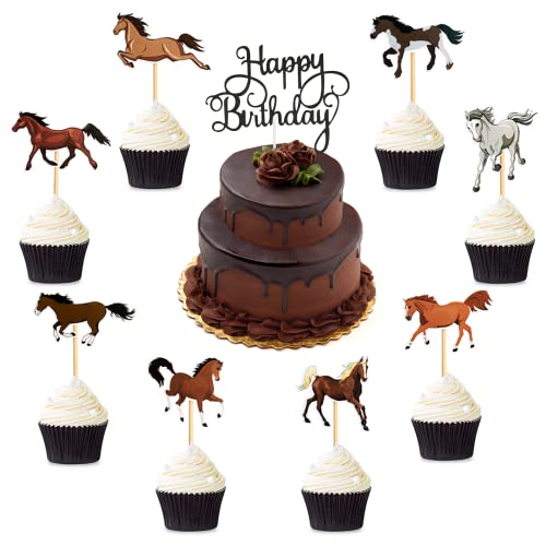 Cowboy & Pferde Cake Topper Set – 25 Stück, Aus Papier – Für Western Geburtstag, Hochzeit & Kinderparty – Cupcake Deko