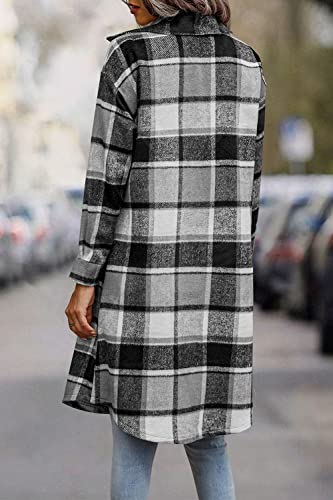 Image of PRETTYGARDEN Womens Plaid Shacket Jacket Flannel Shirts