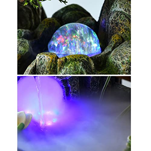 Fuente de mesa interior artesanal de resina con cascada de rocalla y árbol decorativo elegante 5