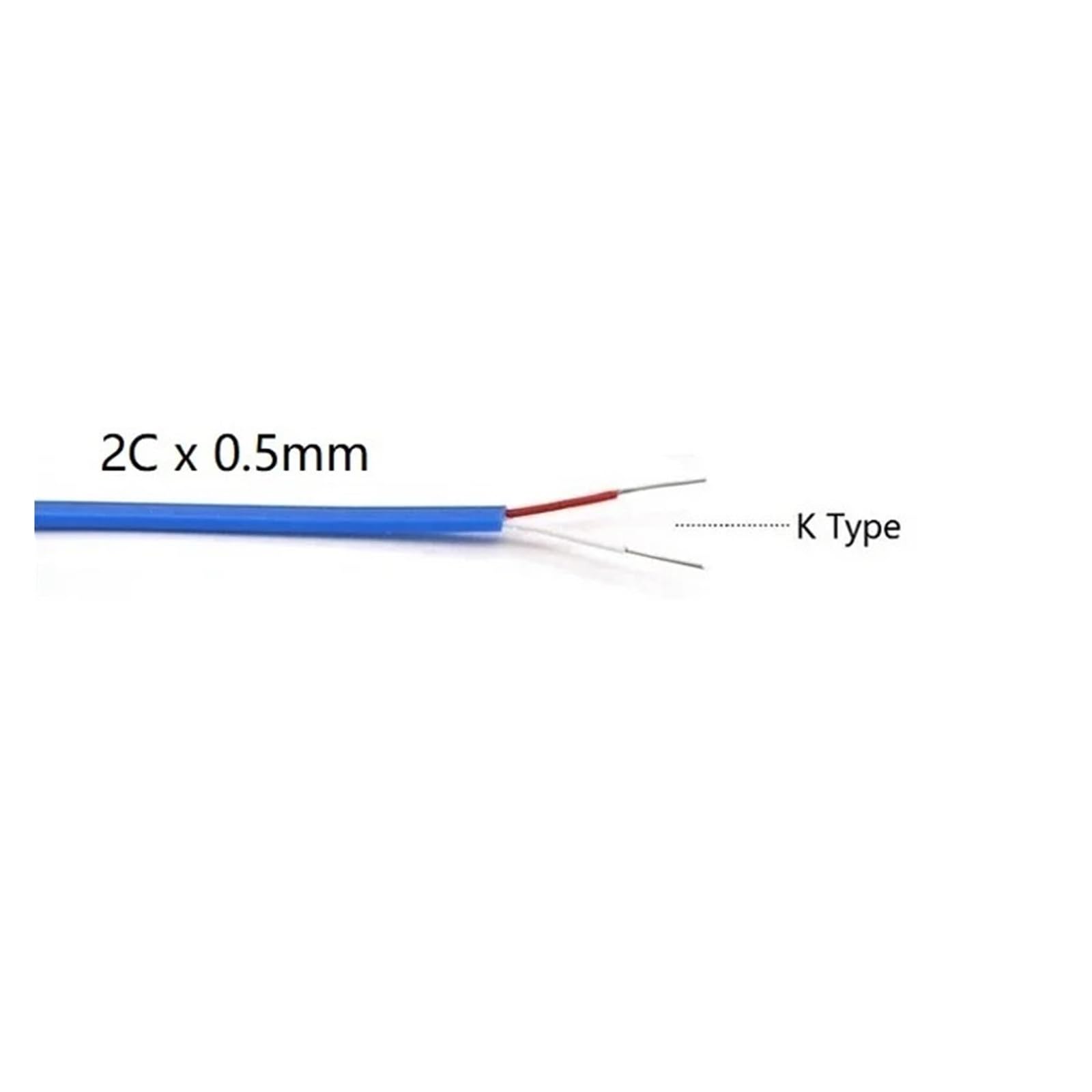Fil de Thermocouple Type KJT, 2/5/10M, 2 noyaux, isolant en PTFE, ligne blindée, câble Compensation mesure(K Type 2x0.5,10m)