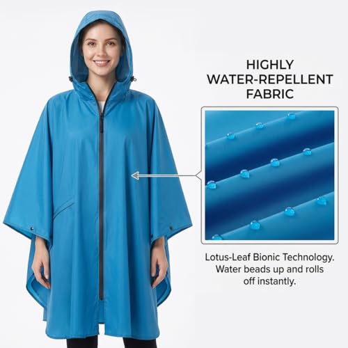 Image of salamra Rain Poncho Jacket - Hooded Waterproof Raincoat with Pocket for Women Men Adults