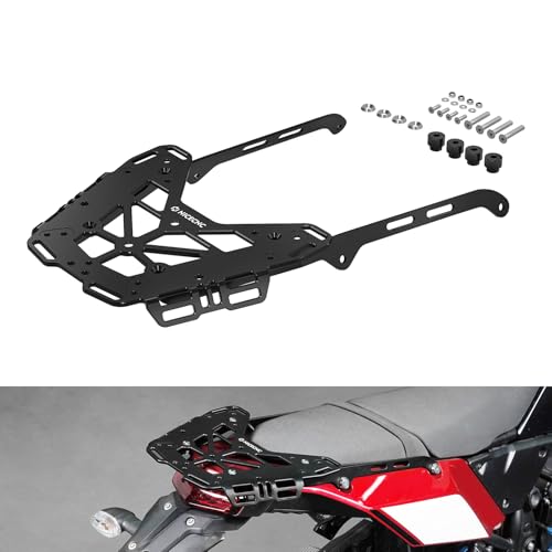 NICECNC Black Motorcycle Rear Luggage Rack Luggage Cargo Rack Compatible with Yamaha Tenere 700/XTZ700 2019-2024 Tenere 700 Rally Edition 2020-2024 6061 Aluminum Q235 Steel Tenere 700 Accessories