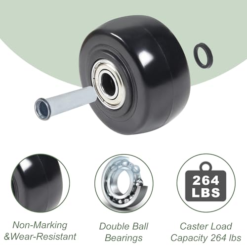 Image of 4Pcs 3 Inch Push Cart Wide Wheels Compatible for KW181 Wheels | 3 inch x 1.25 inch Wider Wheel 3 /8 inch axle PU Caster Wheel for Platform Trucks, Grill Transport Rolling, Cargo Elevator Front Wheels