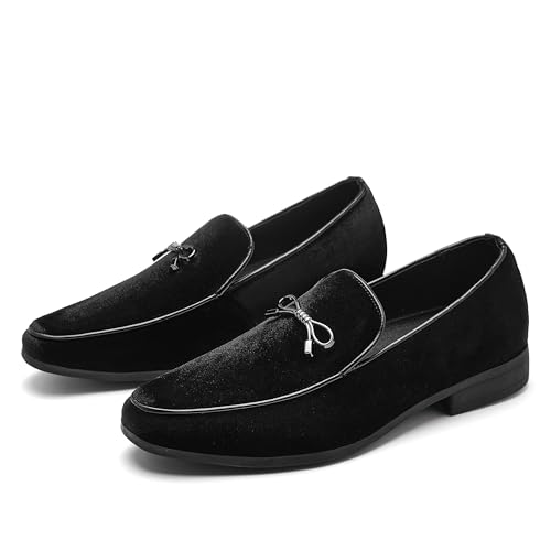 Image of UUBARIS Mens Velvet Loafers Slip-on Dress Shoes Fashion Style Driving Shoes Classic Tuxedo Shoes Casual Oxford Shoes
