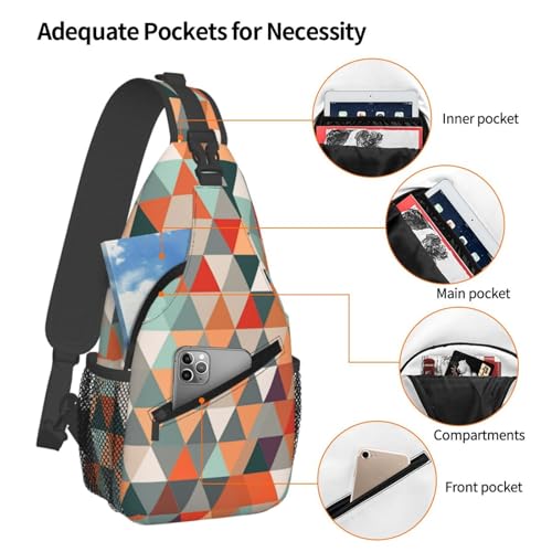 Bolso Bandolera Pequeño para Hombre y Mujer con Estampado Triángulos miniatura 4